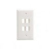 PLACA DE PARED VERTICAL,  SALIDA PARA 4 PUERTOS KEYSTONE,  COLOR BLANCO