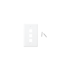 PLACA DE PARED DE 3 PUERTOS,  KEYSTONE,  COLOR BLANCO
