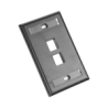 PLACA DE PARED VERTICAL,  SALIDA PARA 2 PUERTOS KEYSTONE,  CON ESPACIOS PARA ETIQUETAS,  COLOR NEGRO