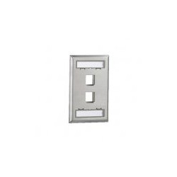 PLACA DE PARED VERTICAL,  SALIDA PARA 2 PUERTOS KEYSTONE,  CON ESPACIOS PARA ETIQUETAS,  DE ACERO INOXIDABLE
