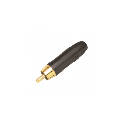 CONECTOR MACHO RCA | CARCASA ENCHAPADA EN NEGRO | CONTACTO ENCHAPADO EN ORO | CABLE OD 3.5-6.5MM