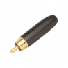 CONECTOR MACHO RCA | CARCASA ENCHAPADA EN NEGRO | CONTACTO ENCHAPADO EN ORO | CABLE OD 3.5-6.5MM