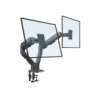 MONTAJE DE ESCRITORIO ARTICULADO PARA 2 MONITORES DE 27-34" /   SOPORTA HASTA 16 KG /  VESA 75 X 75 /  100 X 100 /  ACERO /  GIR