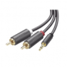 CONVERTIDOR DE ALTA CALIDAD 3.5MM MACHO A 2 RCA MACHO,  5 METROS COLOR GRIS