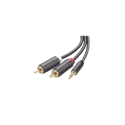CONVERTIDOR DE ALTA CALIDAD 3.5MM MACHO A 2 RCA MACHO,  3 METROS COLOR GRIS