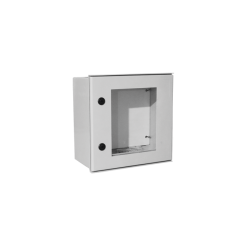 GABINETE DE POLIÉSTER IP65 PUERTA TRANSPARENTE,  USO EN INTEMPERIE (400 X 400 X 200 MM) CON PLACA TRASERA INTERIOR DE PLÁSTICO (