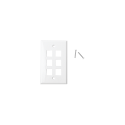 PLACA DE PARED DE 6 PUERTOS,  KEYSTONE,  COLOR BLANCO