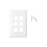 PLACA DE PARED DE 6 PUERTOS,  KEYSTONE,  COLOR BLANCO